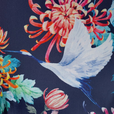 Japanese Cranes Lampshade in Blue with Mirror Silver Lining