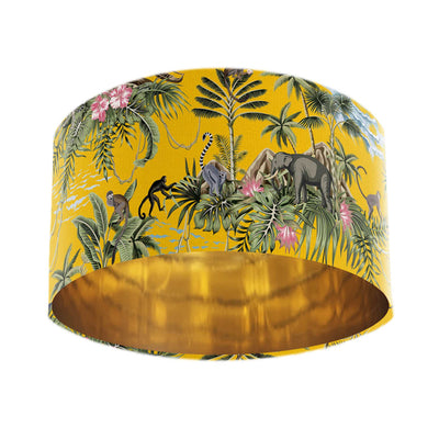 Lemur Island Lampshade in Mustard Yellow with Mirror Gold Lining
