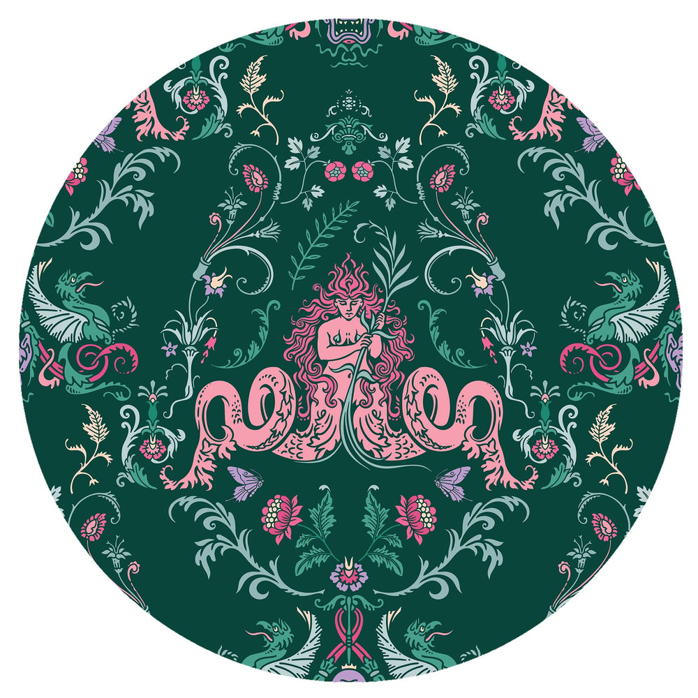 Green velvet lampshade with mirror metallic fairy-inspired look