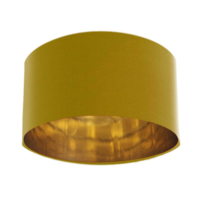 Mustard Yellow Velvet Lamp Shade with Mirror Gold Lining