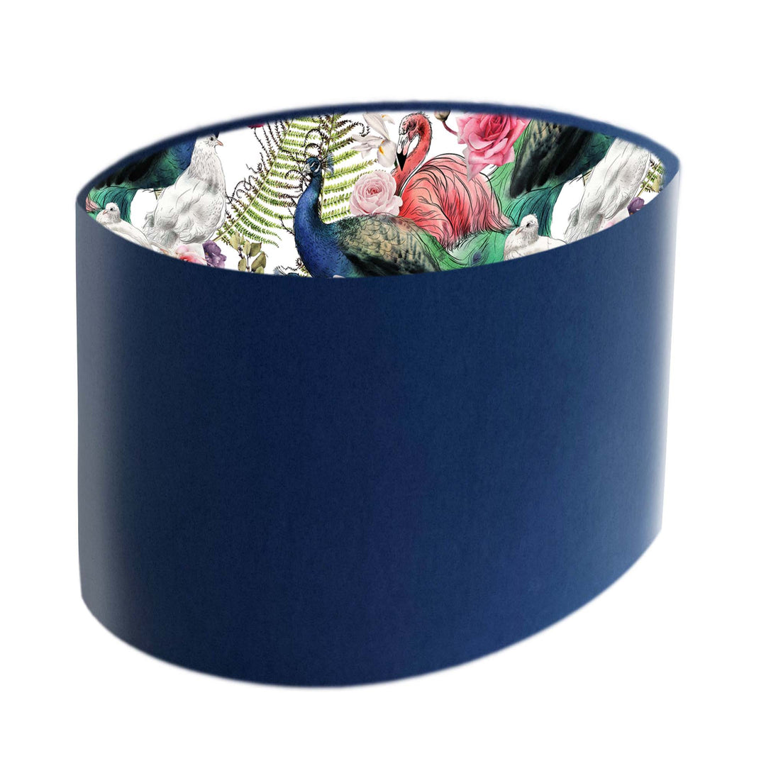 navy blue velvet peacock flamingo oval lampshade