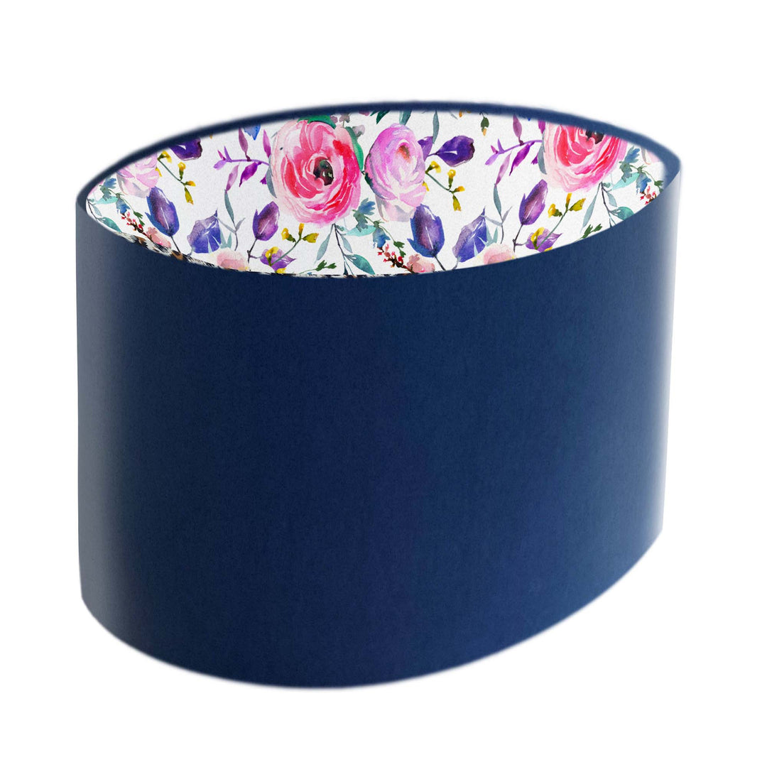 navy blue floral oval lampshade statement lighting piece