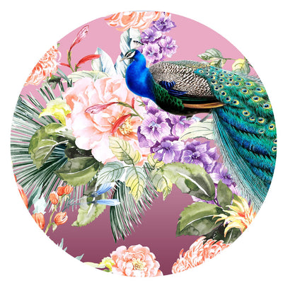 Peacock Paradise in pink velvet closeup