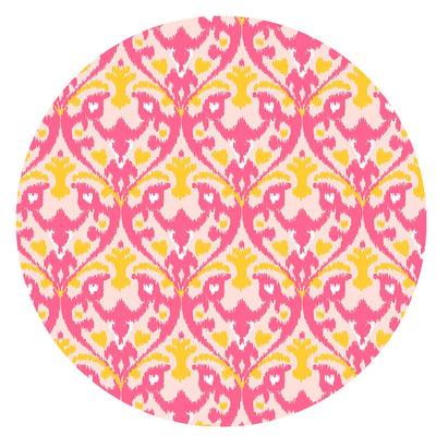Red Claret Velvet Lampshade with Pink and Yellow Ikat Lining