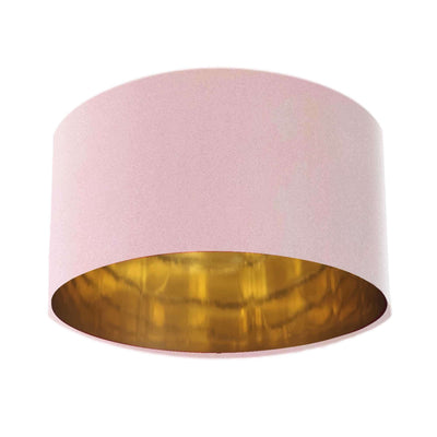 Baby Pink Velvet Lamp Shade with Mirror Gold Lining