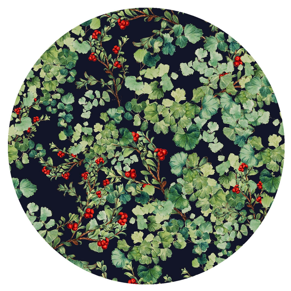 black velvet lampshade with red berry autumn print