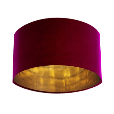 Red Claret Velvet Lampshade with Mirror Gold Lining