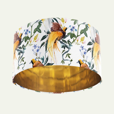 Tropical Birds Lampshade with Mirror Gold Lining