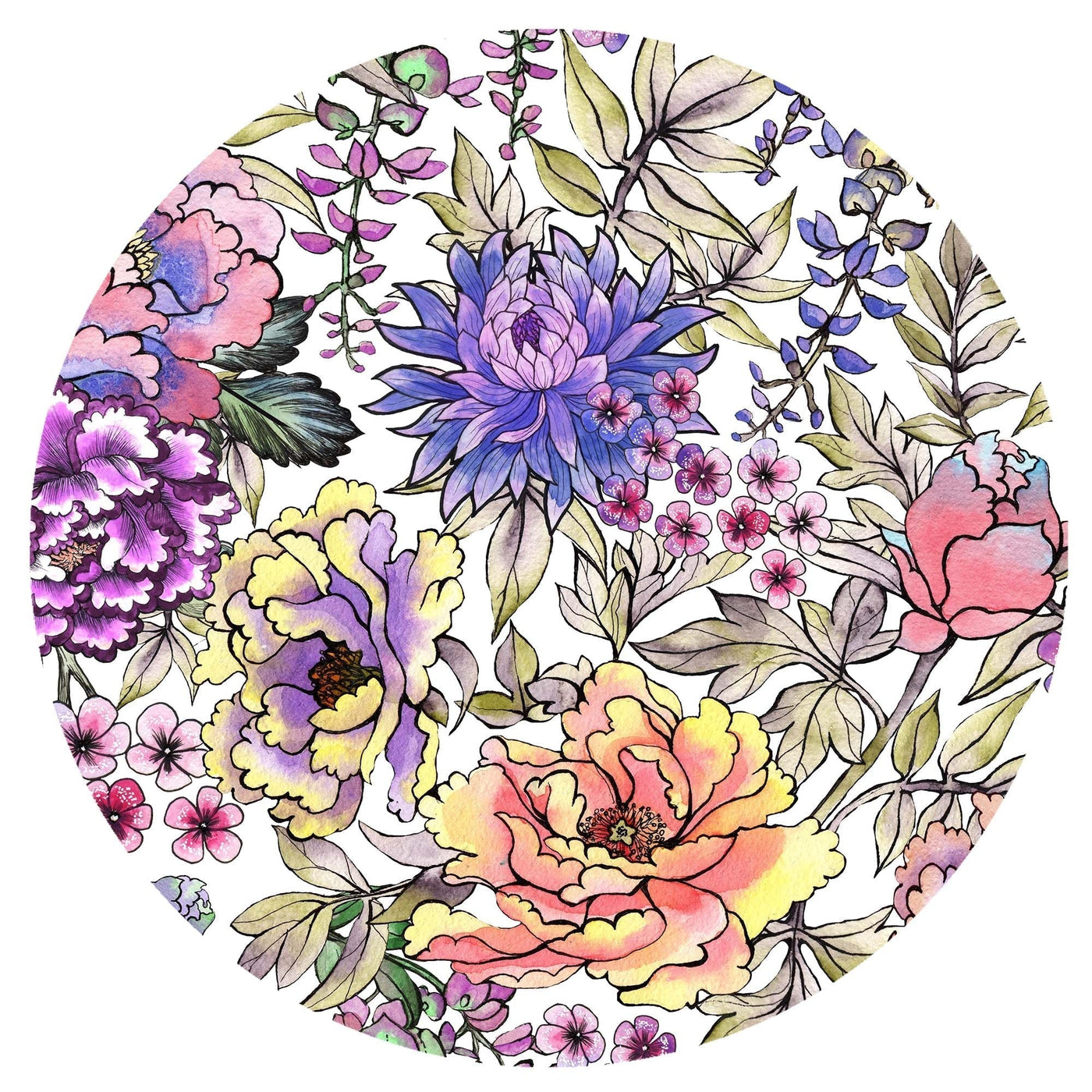 Summer Wildflower Lampshade in Navy Blue Velvet