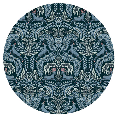 Deer Woodland Cotton Lampshade in Navy Blue with Mirror Copper