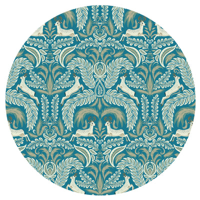 Deer Woodland Cotton Lampshade with Mirror Copper