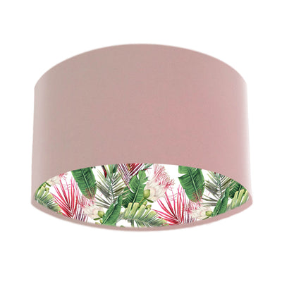 Botanical Protea Lampshade in Baby Pink Velvet
