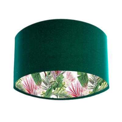 Botanical Protea Lampshade in Bottle Green Velvet