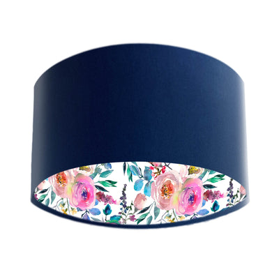 Spring Is Here Floral Lampshade in Navy Blue