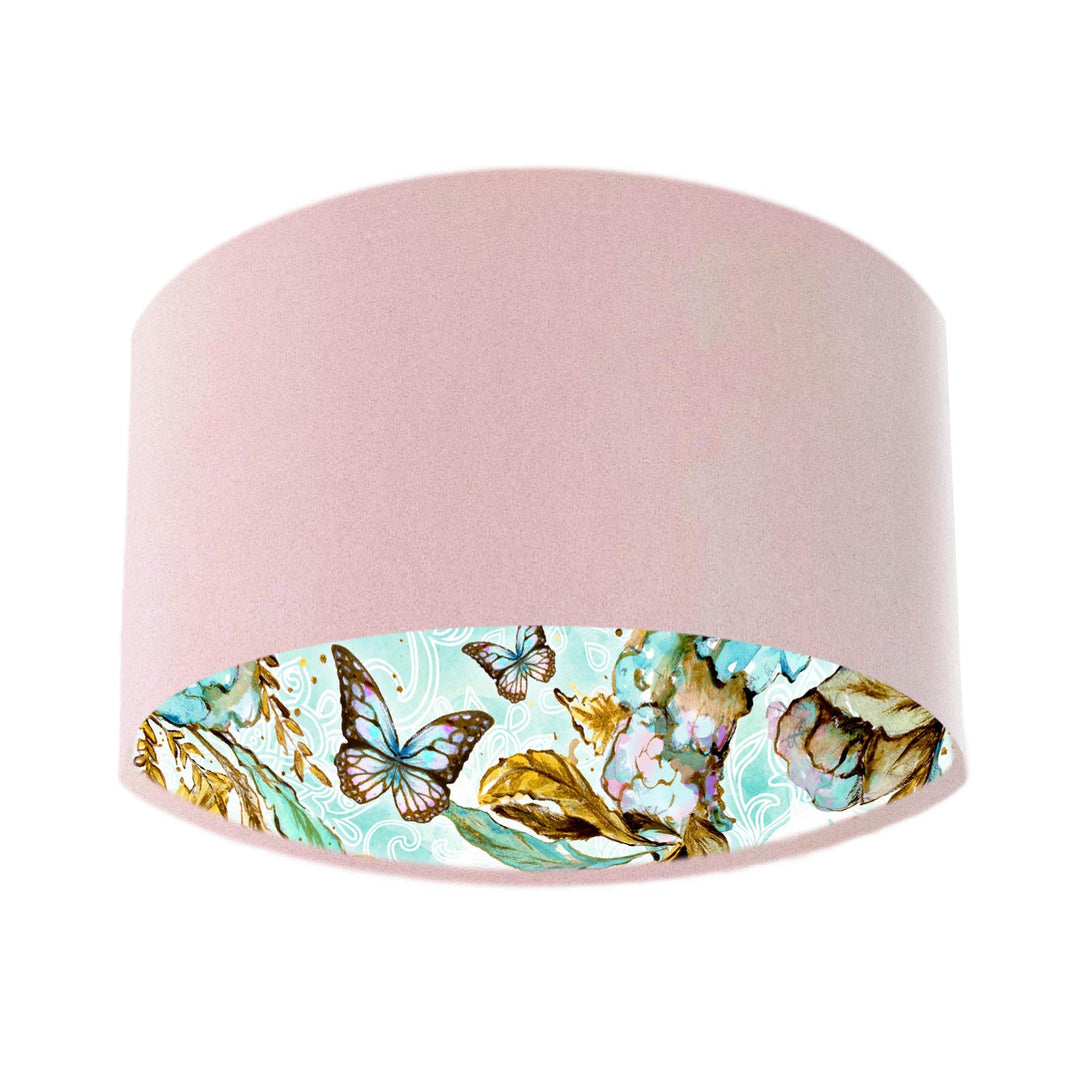 Boho Florals and Butterflies in Baby Pink Velvet