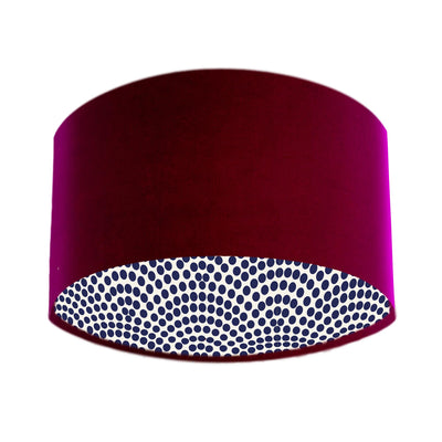 Red Claret Velvet Lampshade with Japanese Dots