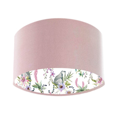 Pinky Lemur Floral Lampshade in Baby Pink Velvet