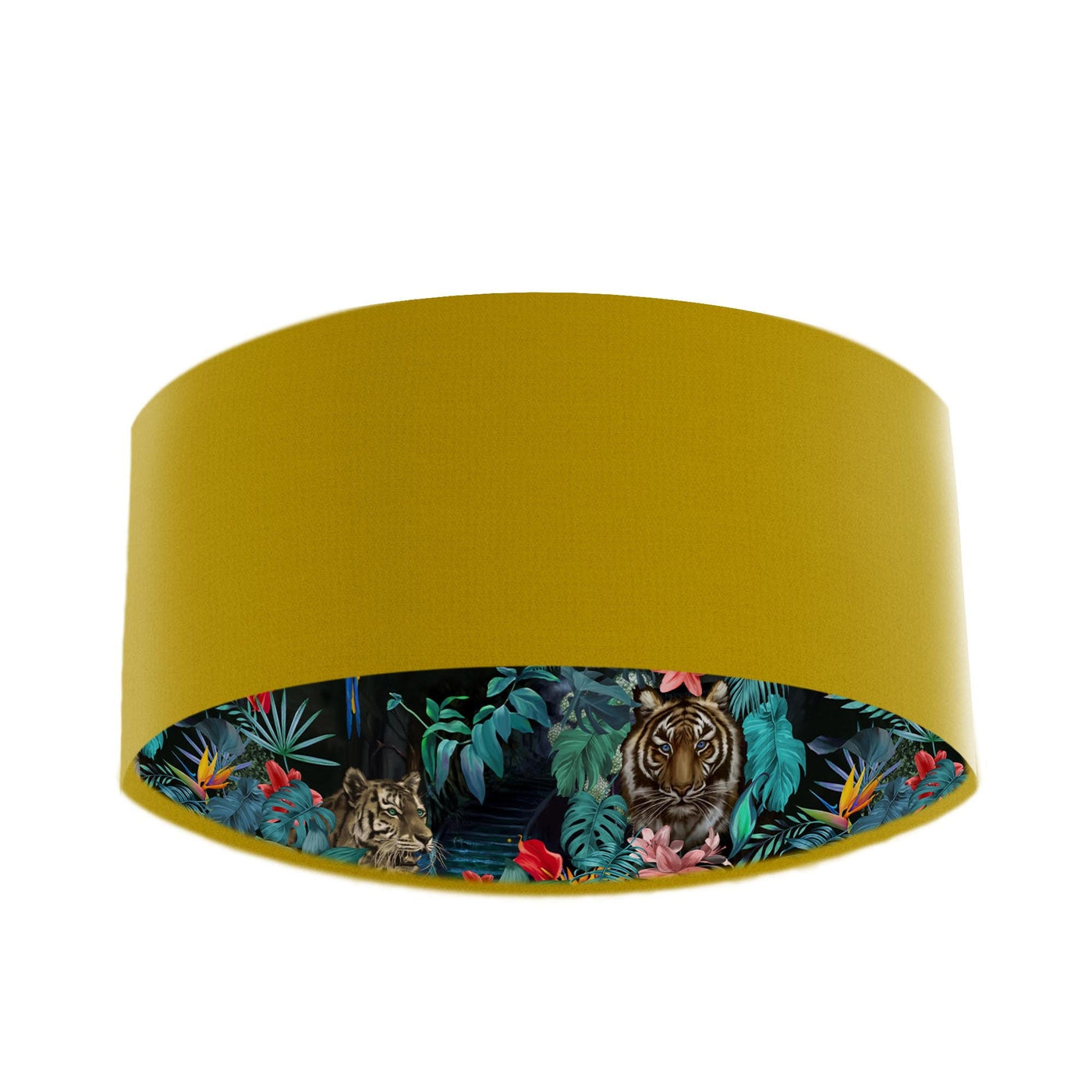Mustard Yellow Lampshade with Junglesque Lining