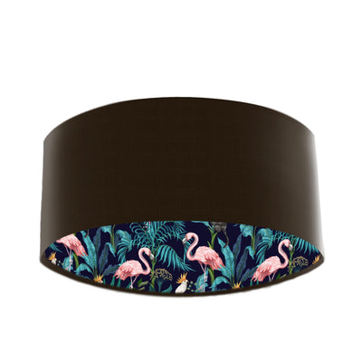Flamingo Forest Lampshade in Chocolate Brown Cotton