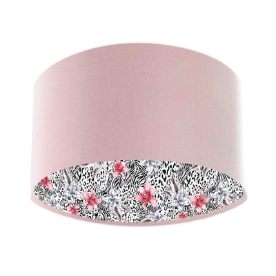 Floral Savana Lampshade in Baby Pink Velvet