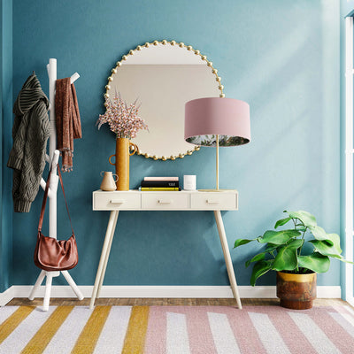 Lemur Tropical White Island Lampshade in Baby Pink Velvet