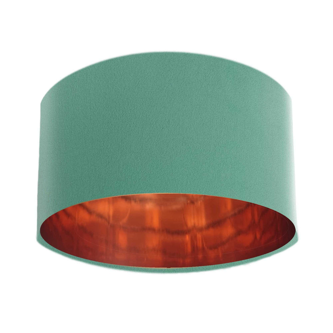 Mint Green Velvet Lampshade with Mirror Copper Lining