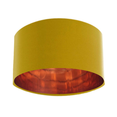 Mustard Yellow Gold Velvet Lampshade with Mirror Copper Lining