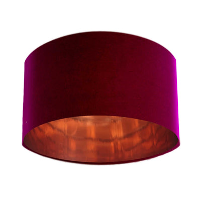 Red Claret Velvet Lampshade with Copper Mirror Lining