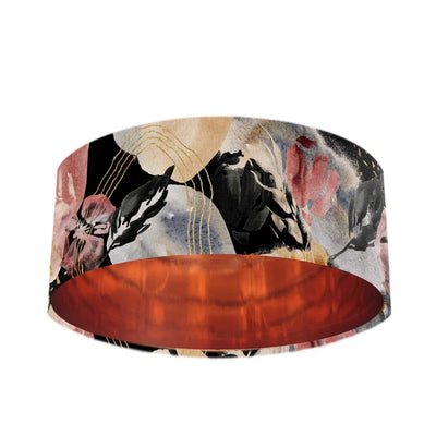 Abstract Velvet Lampshade in Black with Mirror Copper Lining