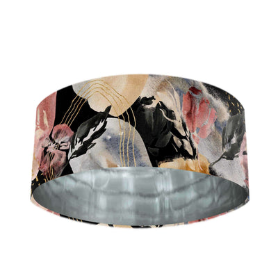 Abstract Velvet Lampshade in Black with Mirror Silver Lining