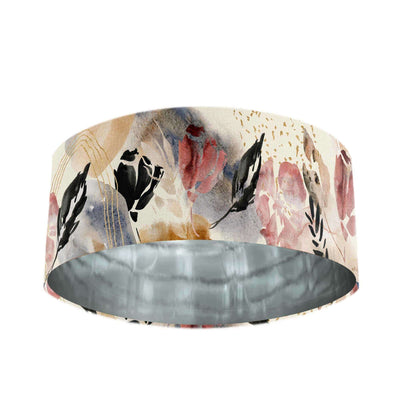 Abstract Velvet Lampshade in Cream with Mirror Silver Lining