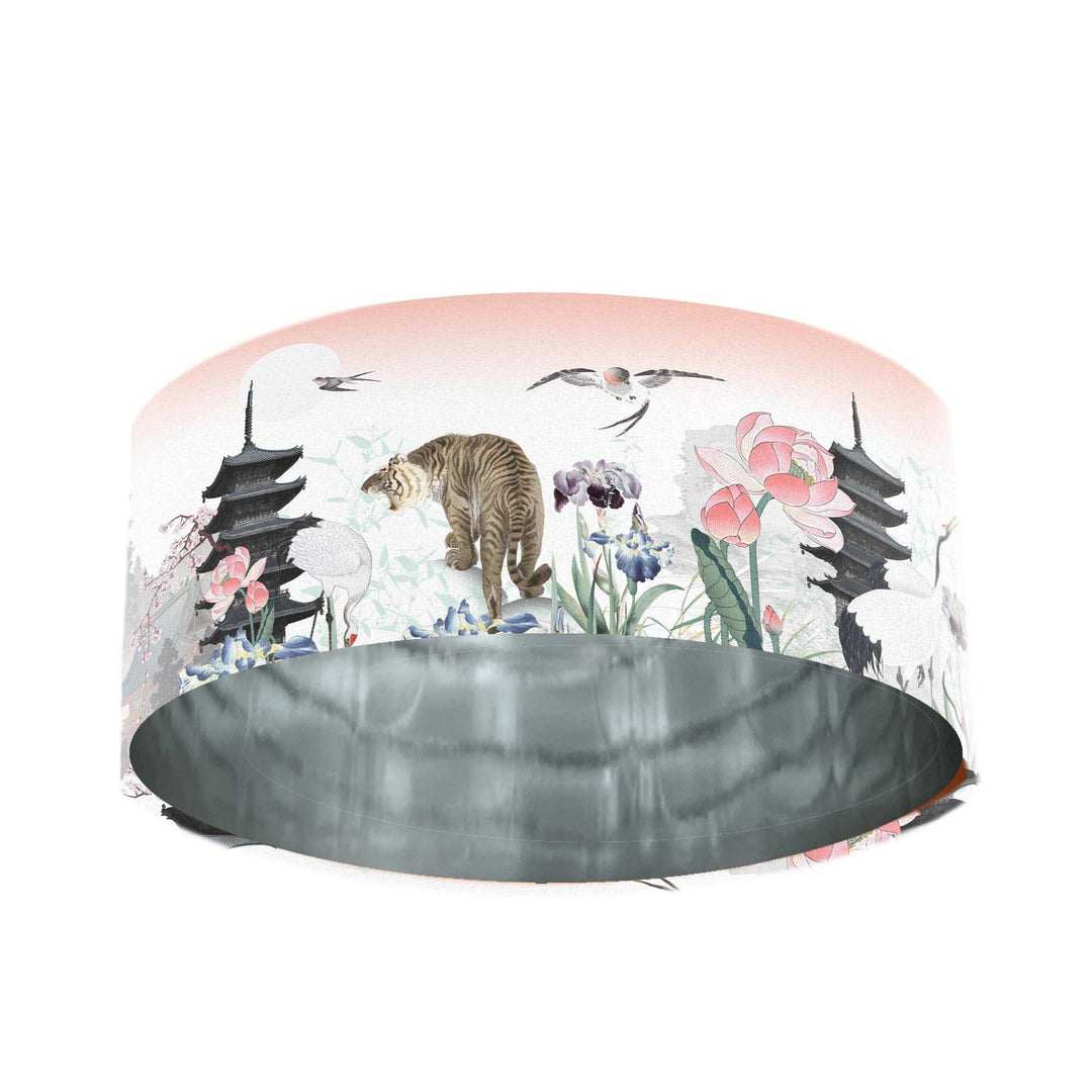 Japanese Sunset Velvet Lampshade with Mirror Silver Lining