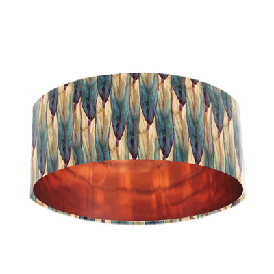 Autumn Leaves Velvet Lampshade with Mirror Copper Lining
