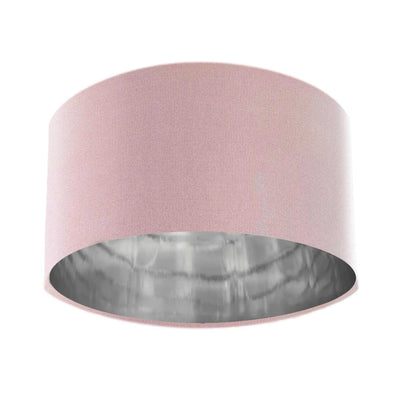 Baby Pink Velvet Lampshade with Mirror Silver Lining