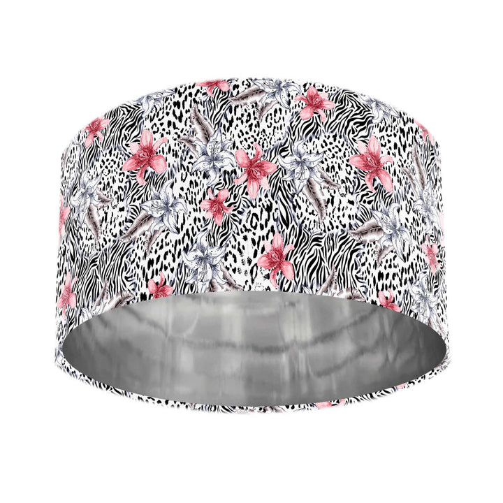 Floral Savana Lampshade with mirror silver lining