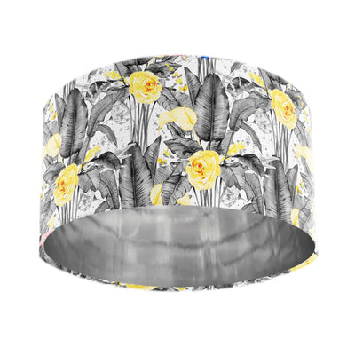Grey Banana Leaves Lampshade with Mirror Silver Lining