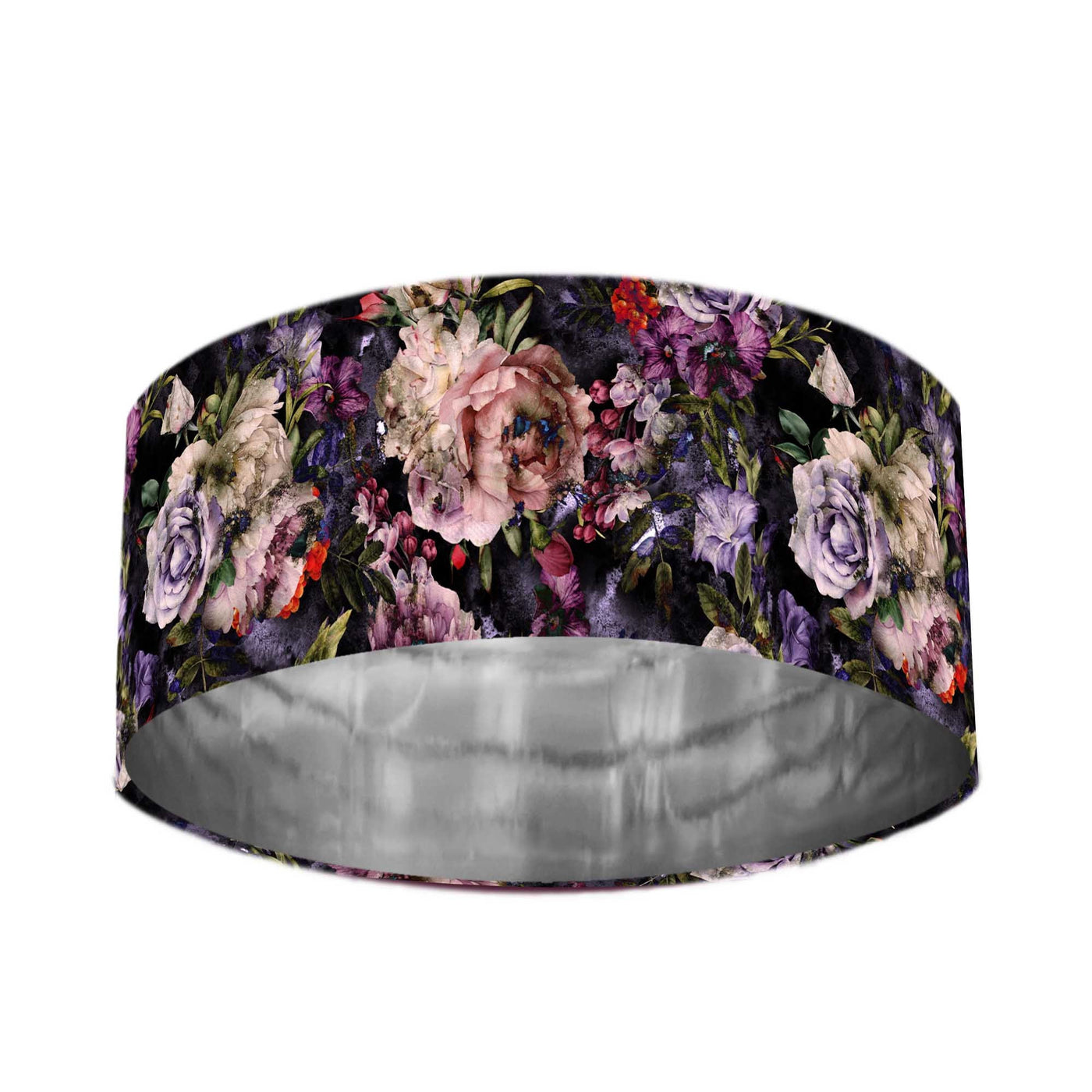 Vintage Flowers Velvet Lampshade with Mirror Silver Lining