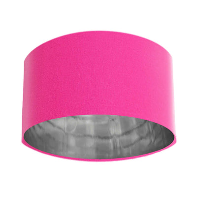Hot Pink Cotton Lampshade with Mirror Silver Lining