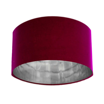 Red Claret Velvet Lampshade with Silver Mirror Lining