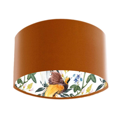 Tropical Birds Lampshade in Terracotta Velvet