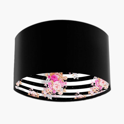 Black Velvet Lampshade with glamorous stripy floral