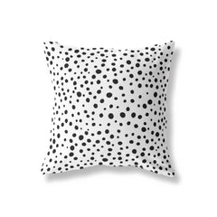 black polka dot cushion with pink back handmade in the UK
