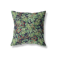 red berry cushion with botanical floral print design