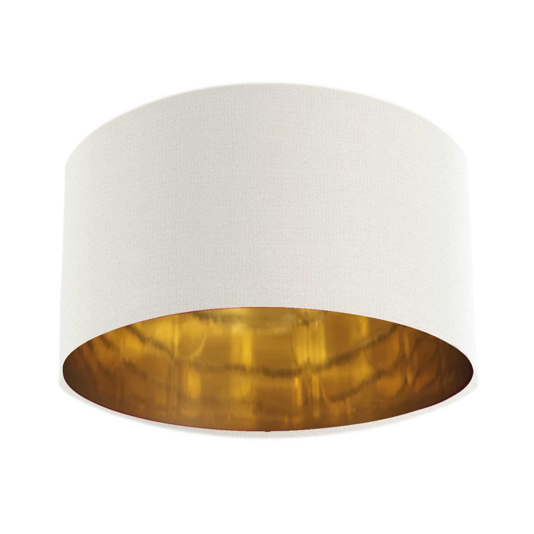 white cotton lampshade with mirror gold lining design